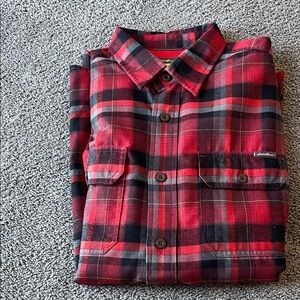Eddie Bauer Red and Black Plaid Men's slim fit Shirt